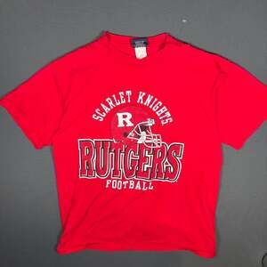 Vintage Jansport Rutgers Scarlet Knights Football T Shirt Red Mens Large College